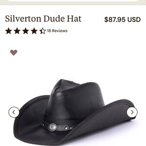 Minnetonka Black Leather Silverton Dude Cowboy Hat